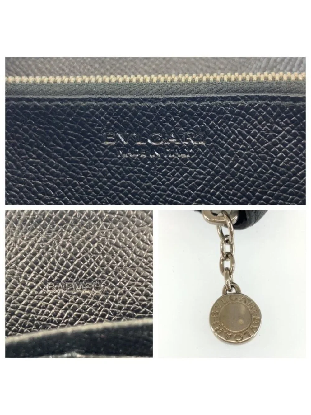 Bvlgari Black Silver Leather Wallet